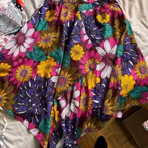 Multi Colour Floral Asymmetric Hem Skirt | M/L